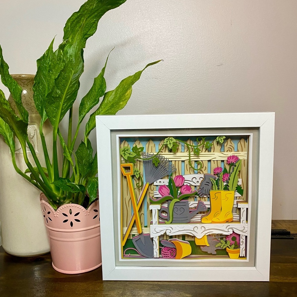 3D Garden Bench Shadowbox